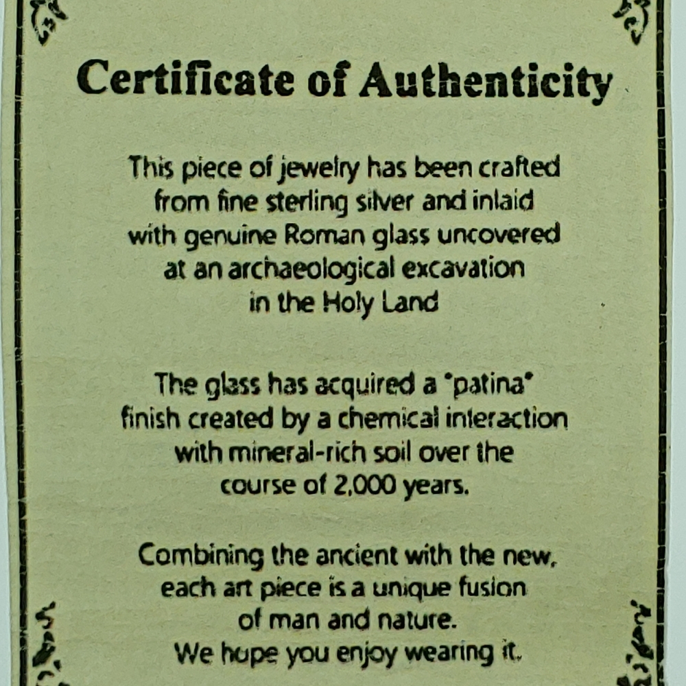 Steling Silver Roman Glass One of a Kind Necklace - Picture 4 of 4